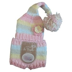 So Dorable Pastel Striped Knit Hat and Diaper Cover Set